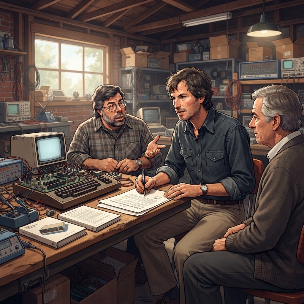 Illustration représentant Steve Jobs, Création de la société Apple.