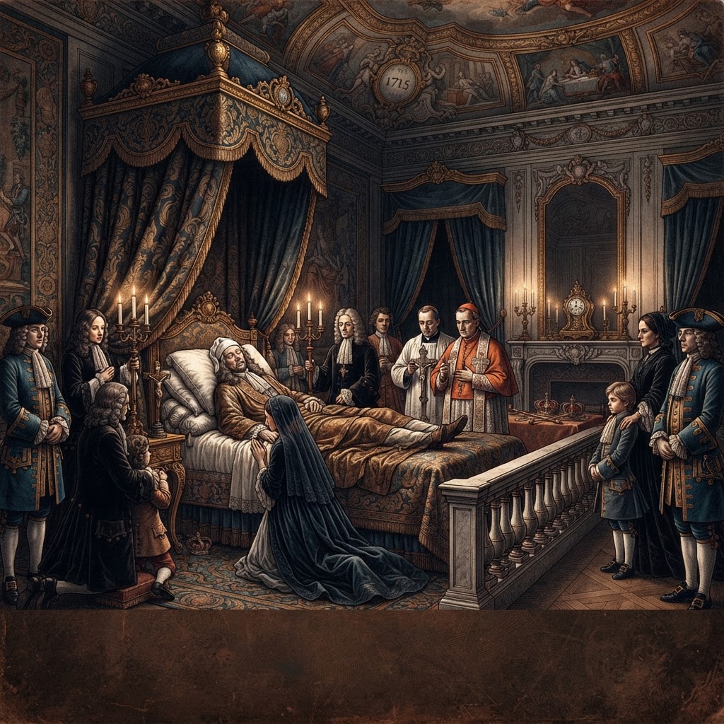 Illustration représentant Mort de Louis XIV.