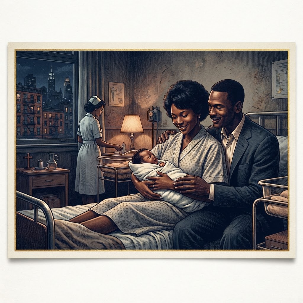 Illustration représentant Michael Jordan, Naissance de Michael Jordan.