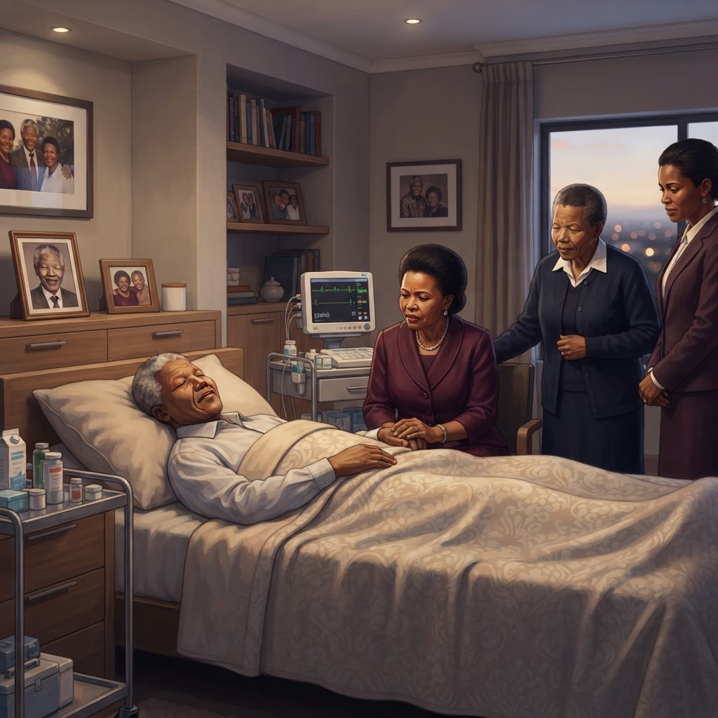 Illustration représentant Nelson Mandela, Mort de Nelson Mandela.