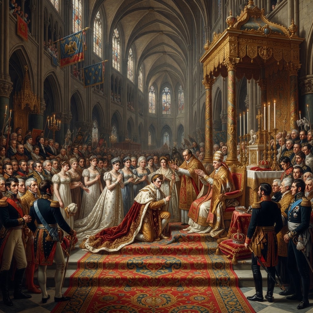Illustration représentant Napoléon Bonaparte, Sacre de Napoléon Ier.