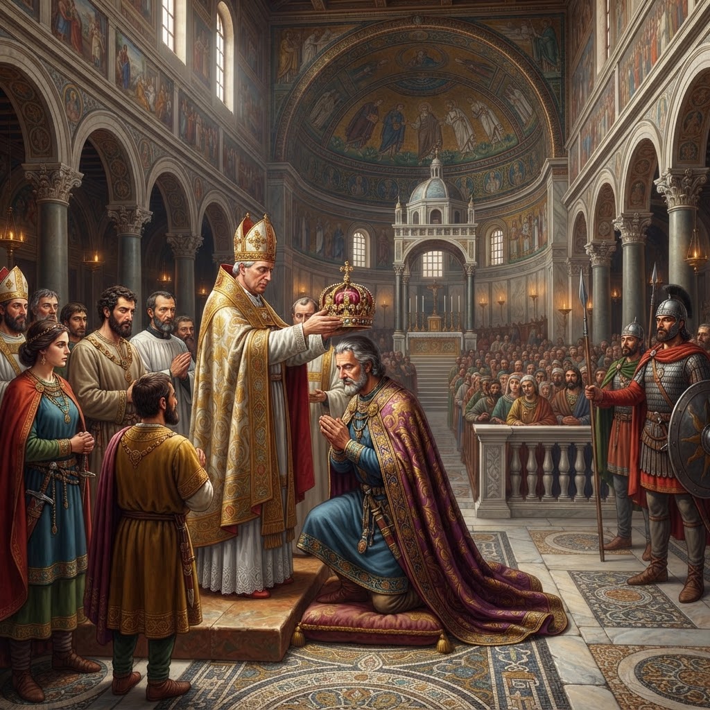 Illustration représentant Couronnement de Charlemagne.