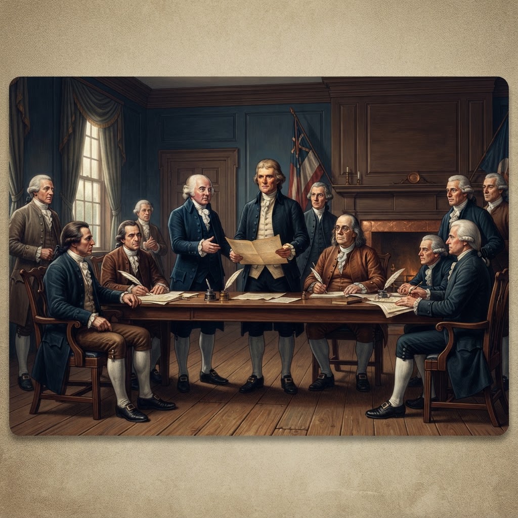 Illustration représentant Déclaration d'indépendance des États-Unis.