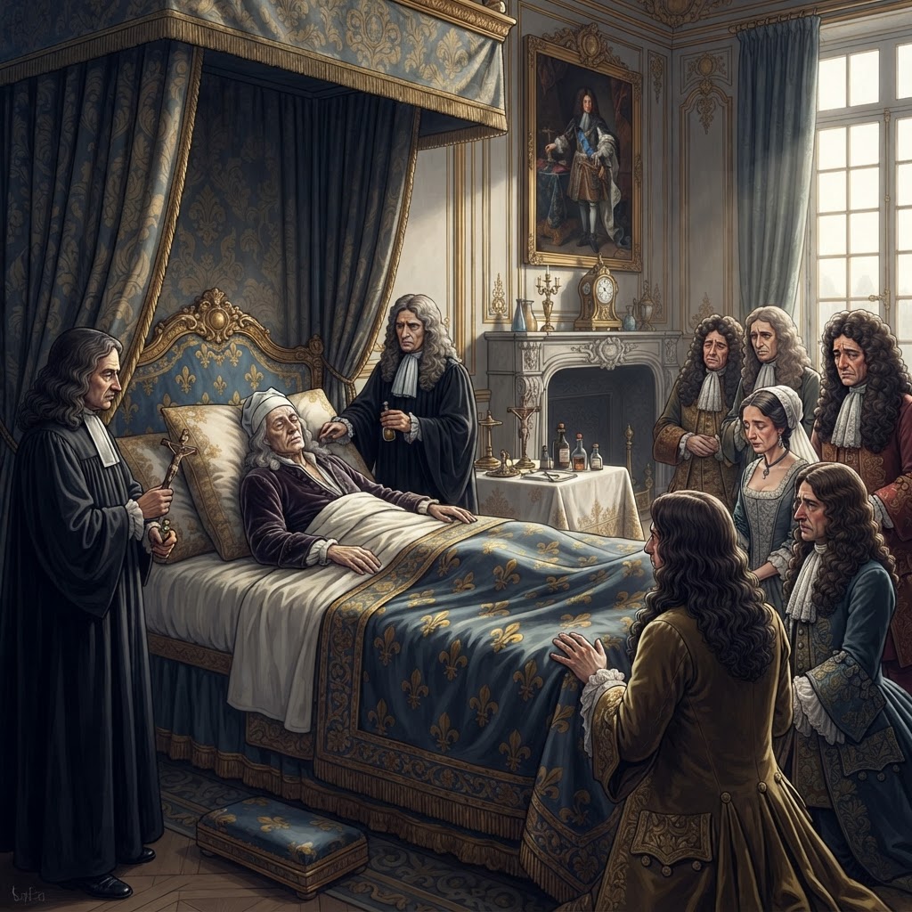 Illustration représentant Mort de Louis XIV.