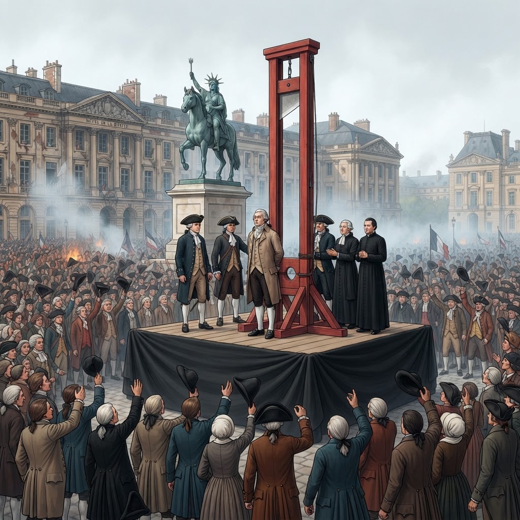 Illustration représentant Exécution de Louis XVI.