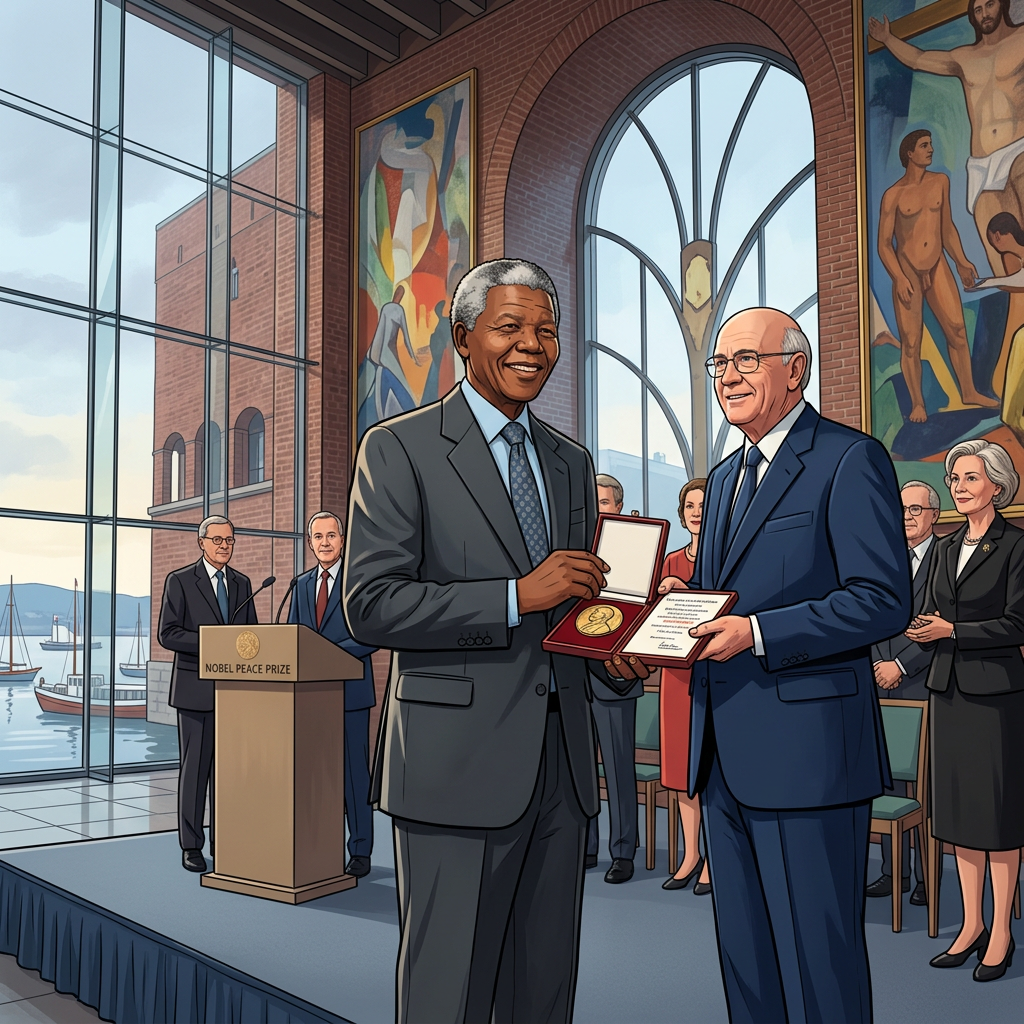 Illustration représentant Nelson Mandela, Prix Nobel de la paix de Nelson Mandela.