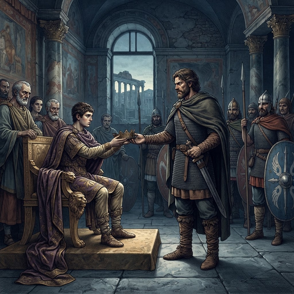 Illustration représentant Chute de l'Empire romain d'Occident.