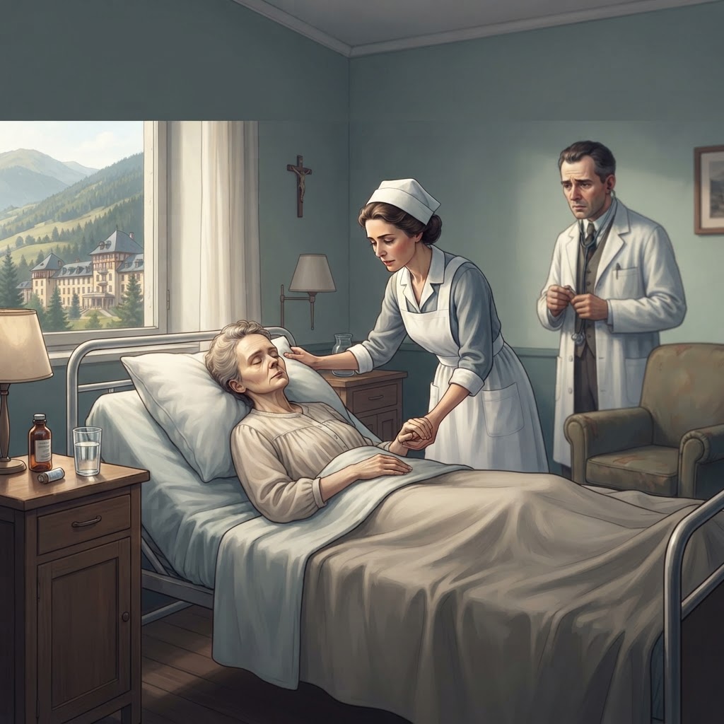 Illustration représentant Marie Curie, Mort de Marie Curie.