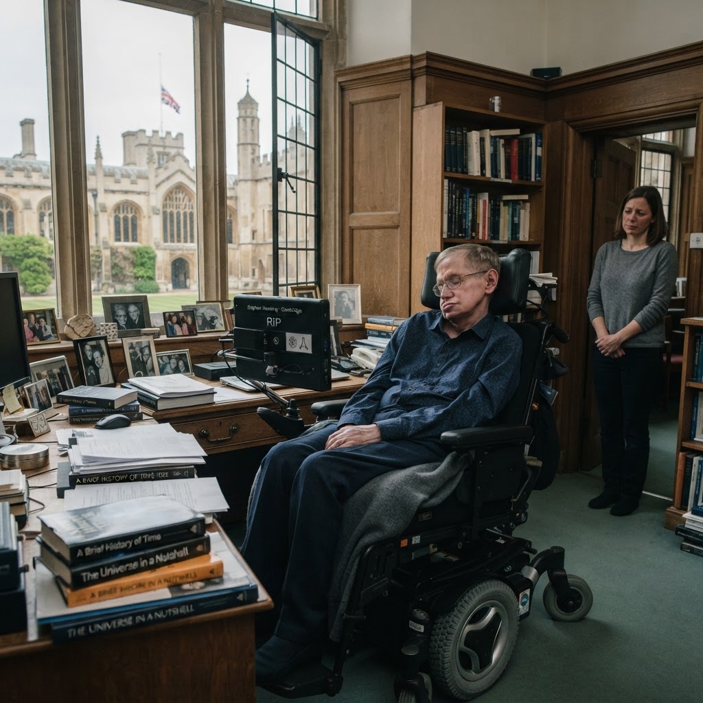 Illustration représentant Stephen Hawking, Mort de Stephen Hawking.