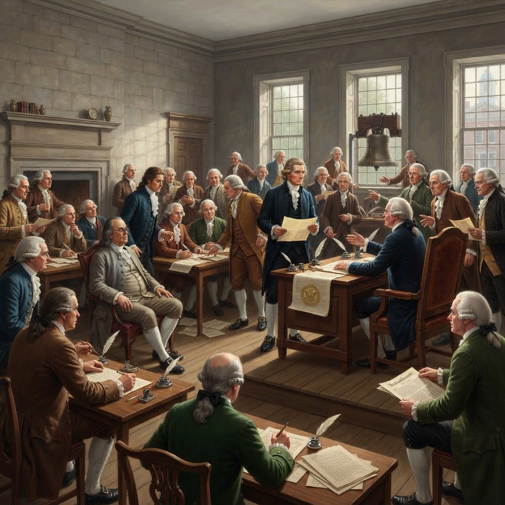 Illustration représentant Déclaration d'indépendance des États-Unis.