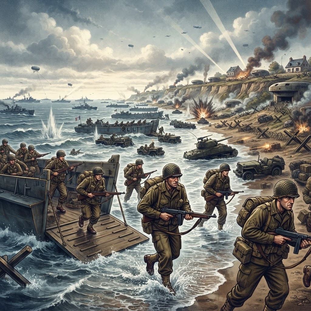 Illustration représentant Débarquement de Normandie.