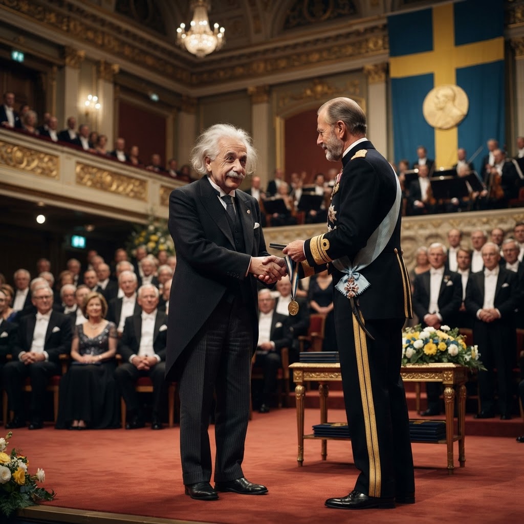 Illustration représentant Albert Einstein, Prix Nobel d'Albert Einstein.