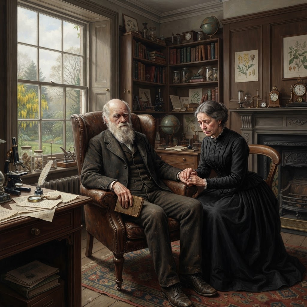 Illustration représentant Charles Darwin, Mort de Charles Darwin.