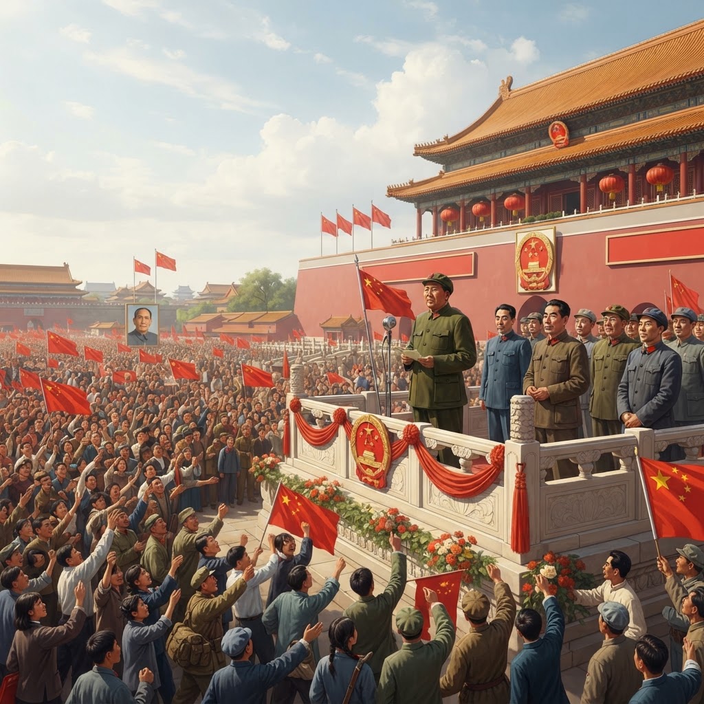 Illustration représentant Proclamation de la République populaire de Chine.
