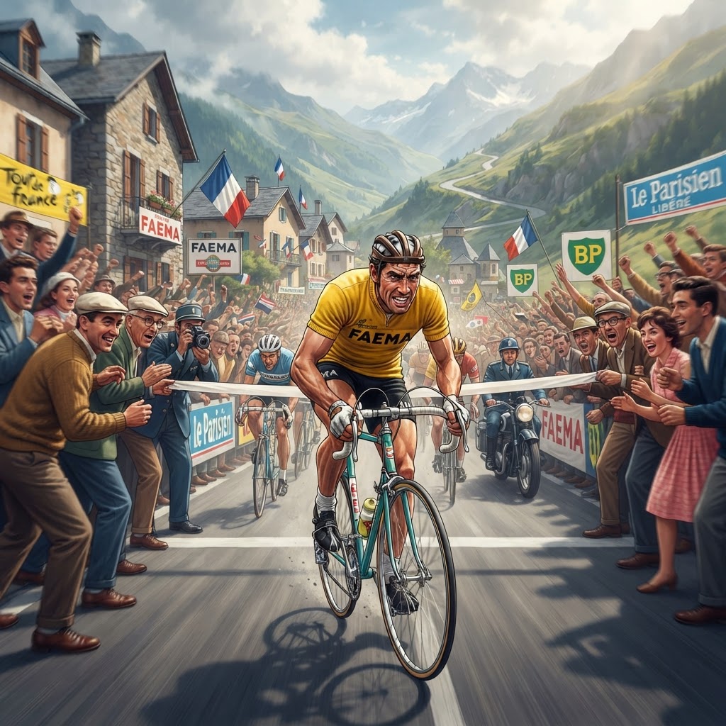 Illustration représentant Eddy Merckx, Premier Tour de France d'Eddy Merckx.