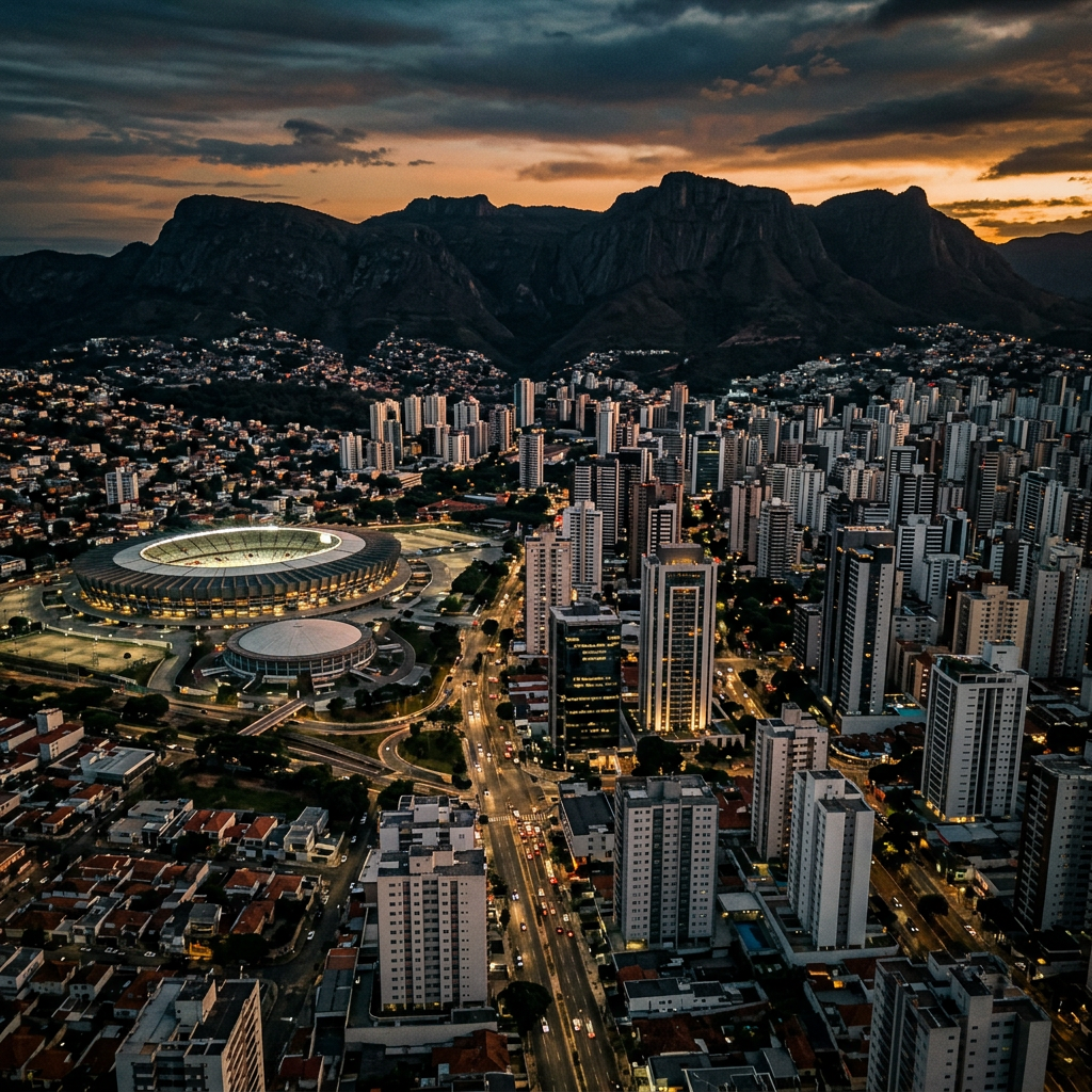 Arquitetura brutalista com iluminação dramática
