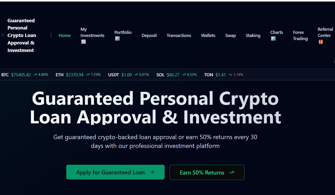GUARANTEED PERSONAL CRYPTO LOAN APPROVAL & INVESTMENT template preview