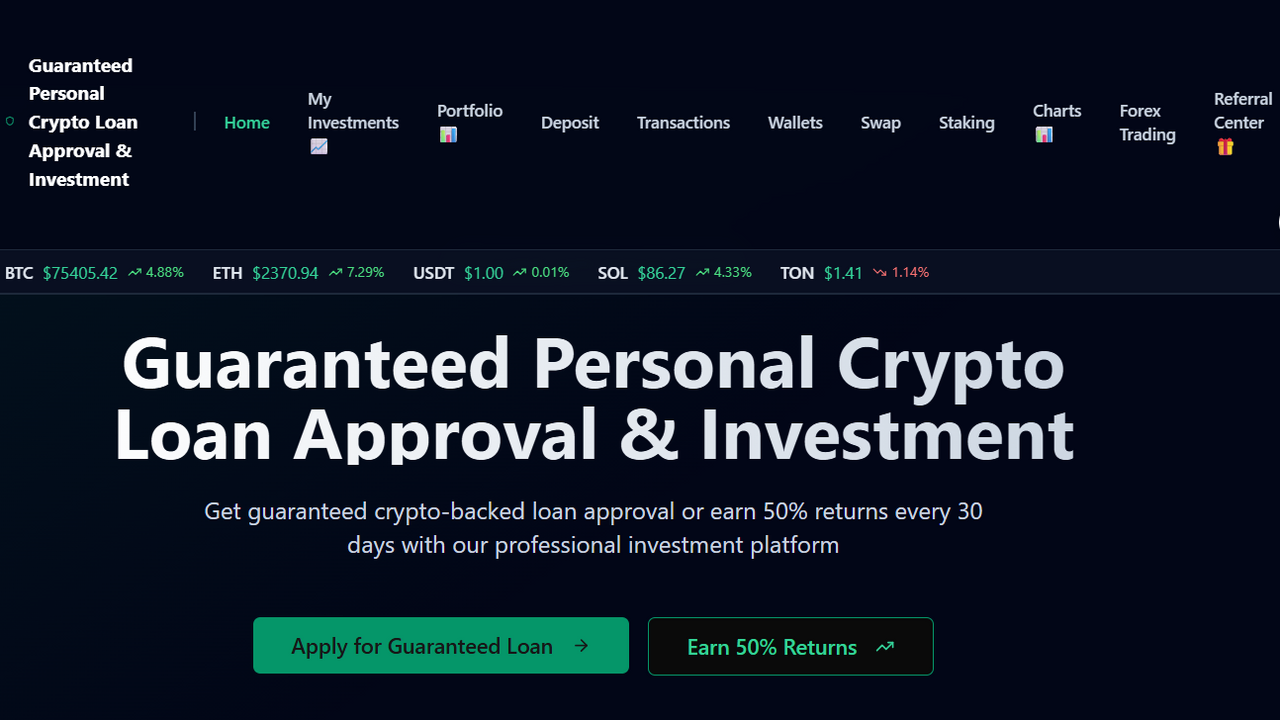 GUARANTEED PERSONAL CRYPTO LOAN APPROVAL & INVESTMENT template preview
