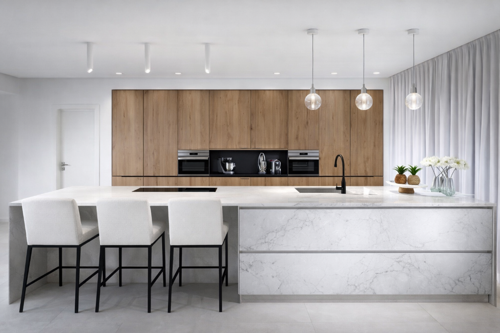 Modern White & Wood Kitchen