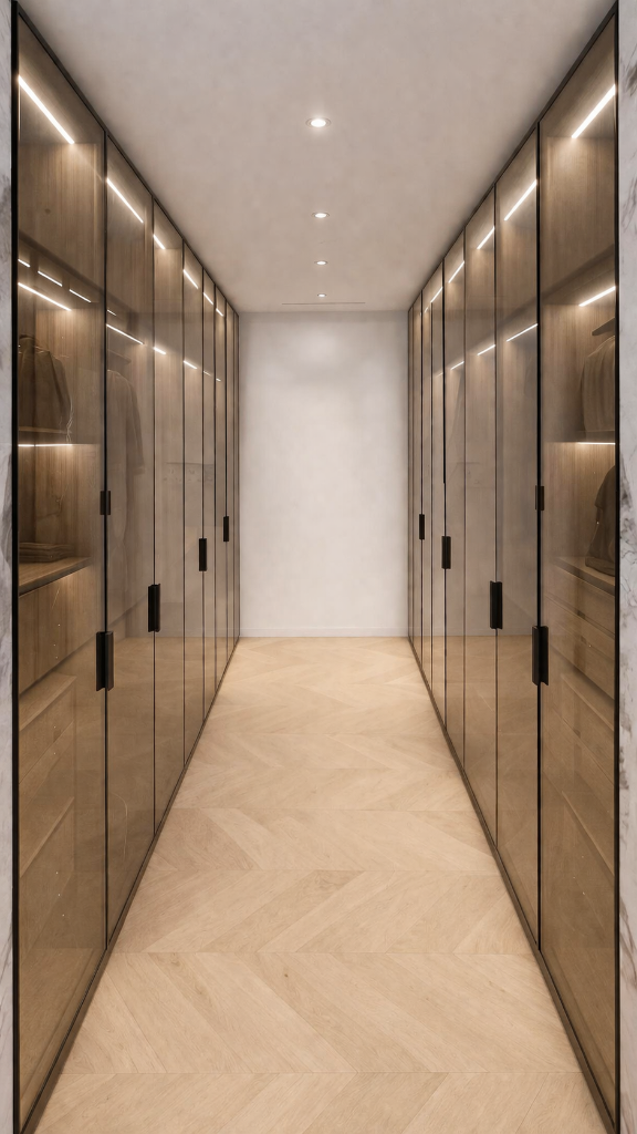 Bronze Glass Closet Corridor
