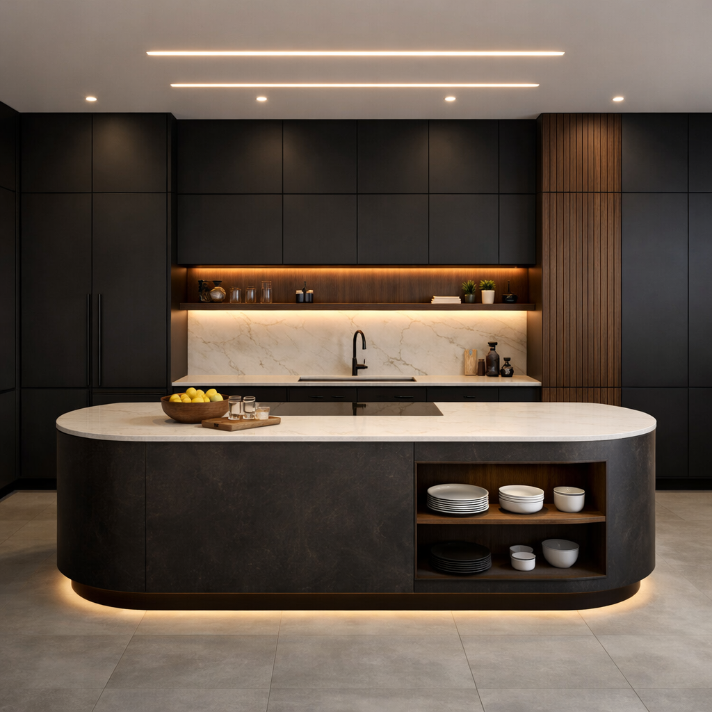 Curved Island Kitchen
