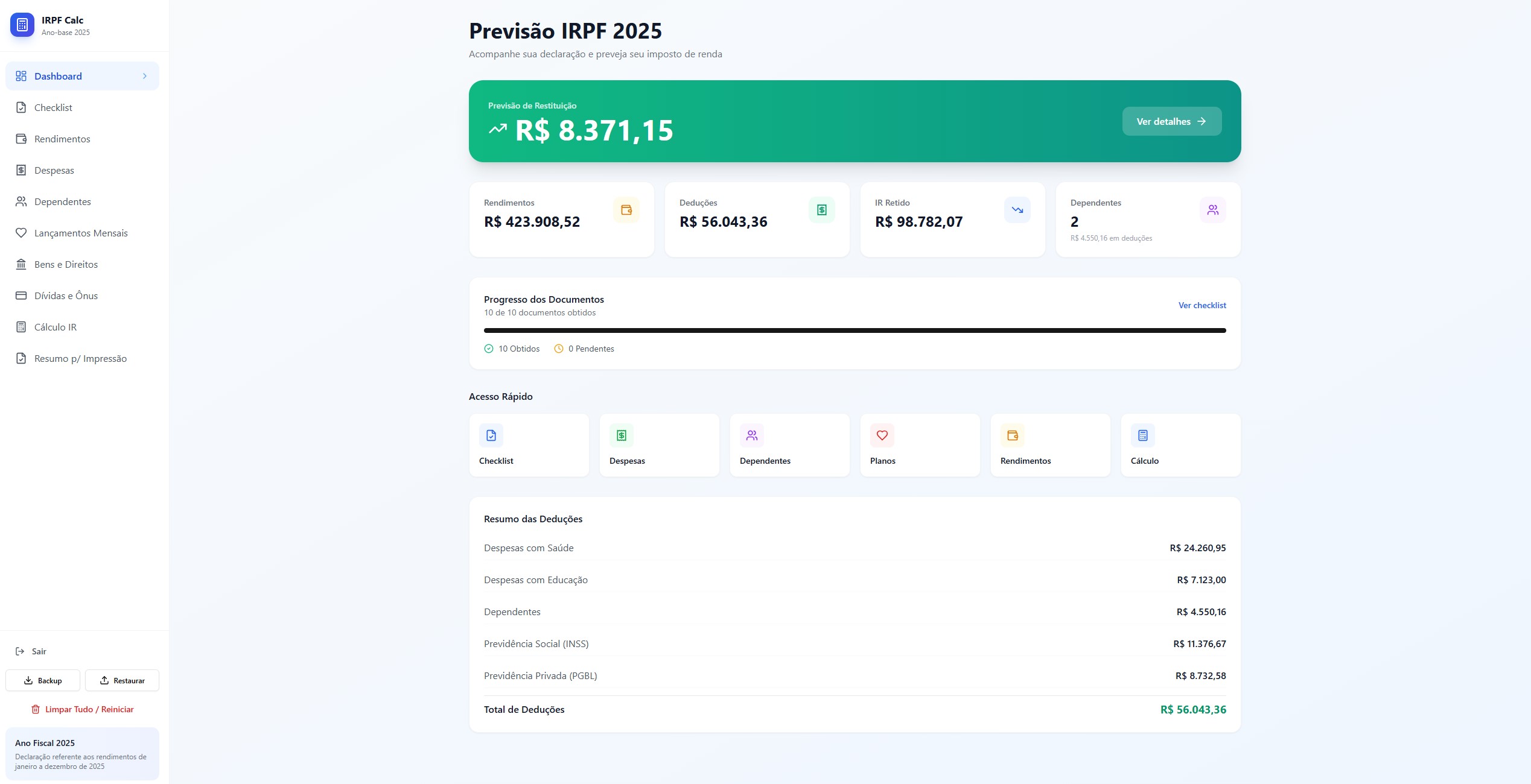 Cálculo IRPF 2025 template preview