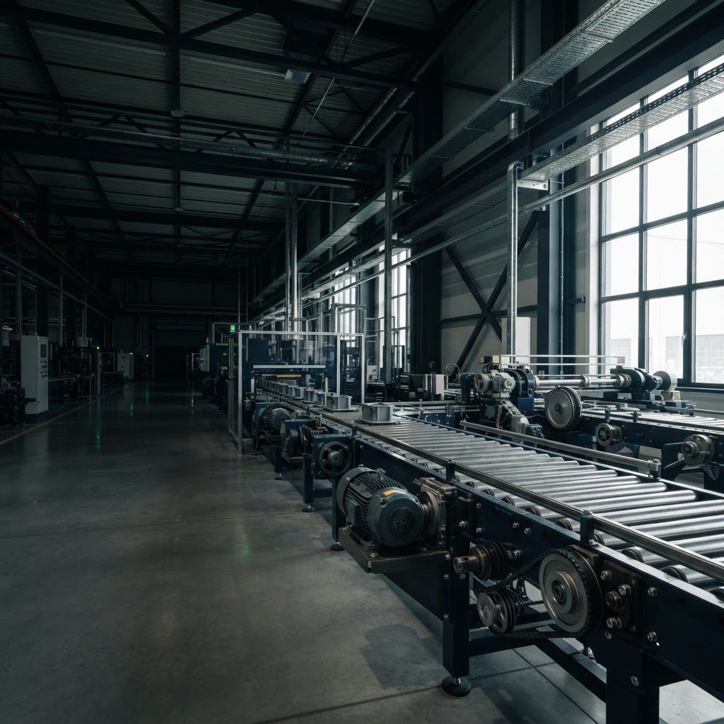 Industrial facility with equipment, conveyors and operations