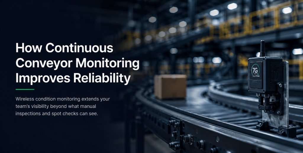 Wireless conveyor monitoring sensor on industrial conveyor system