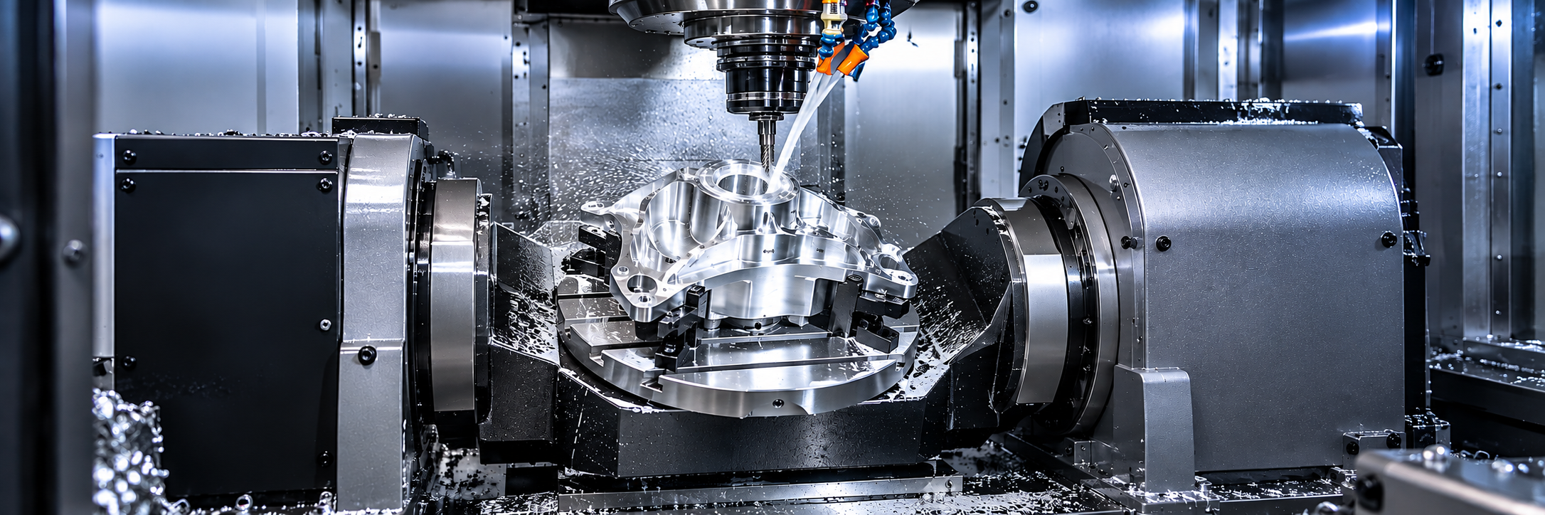 5-axis CNC milling machine in operation