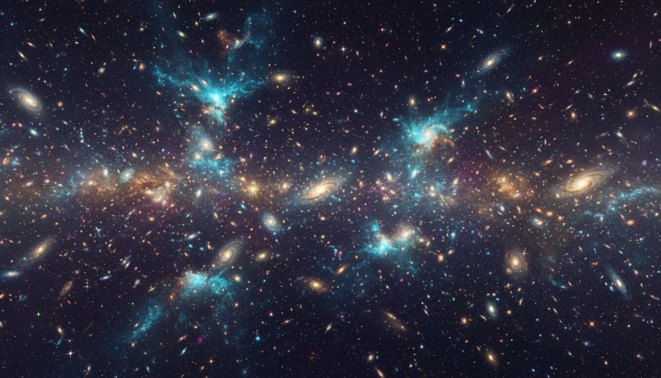 Panorama cósmico com bilhões de galáxias