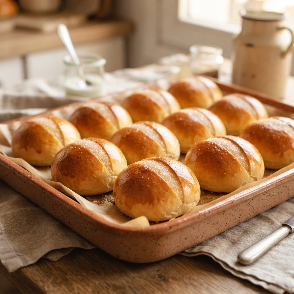 Traditional Swiss Buns (Bollos suizos)