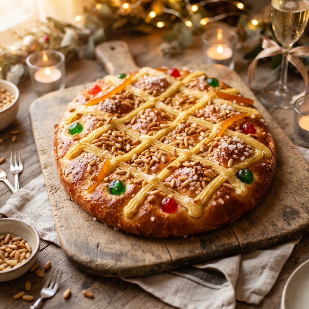 Coca de Sant Joan with Cream & Pine Nuts