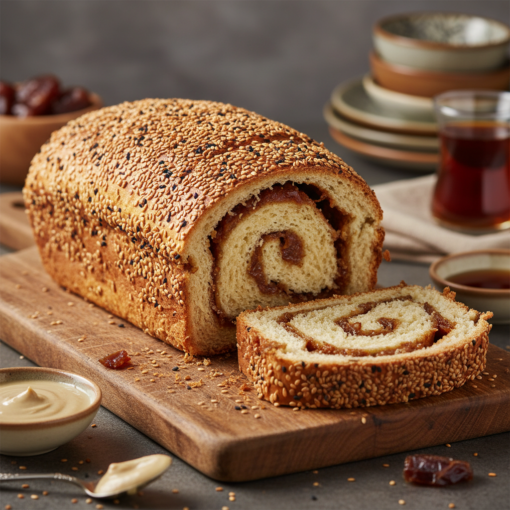Date, Tahini & Sesame Swirl Bread