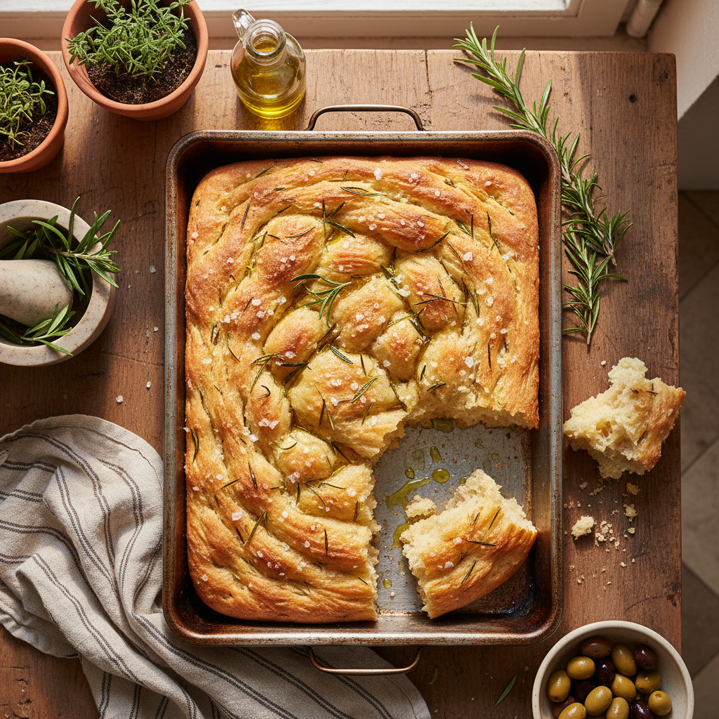 Sourdough Focaccia with Olive Oil & Rosemary