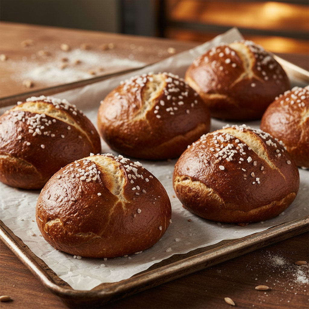 Beer-Malt Pretzel Rolls