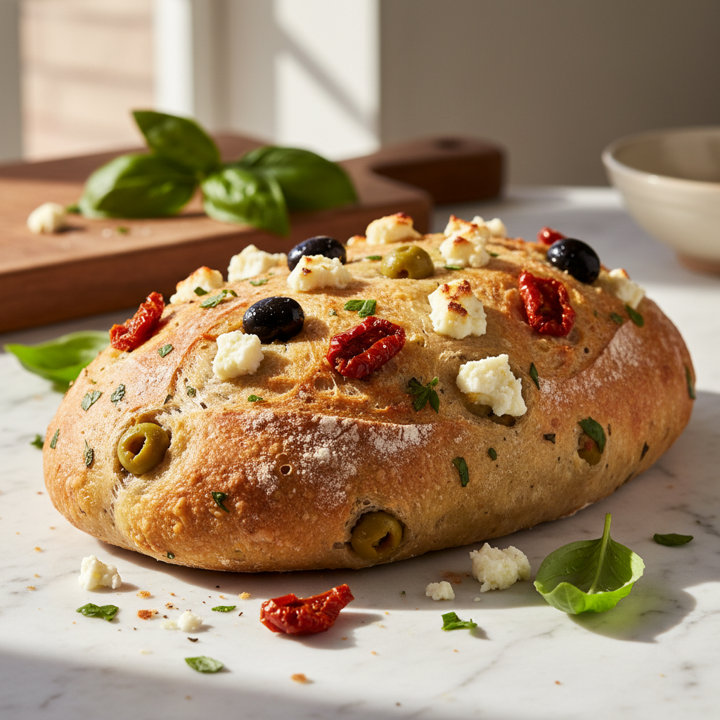 Mediterranean Feta, Olive & Sun-Dried Tomato Bread
