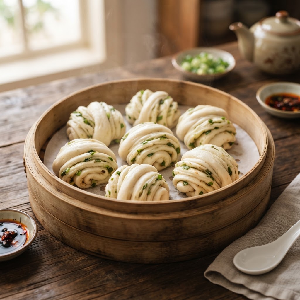 Chinese Hua Juan — Scallion Flower Rolls