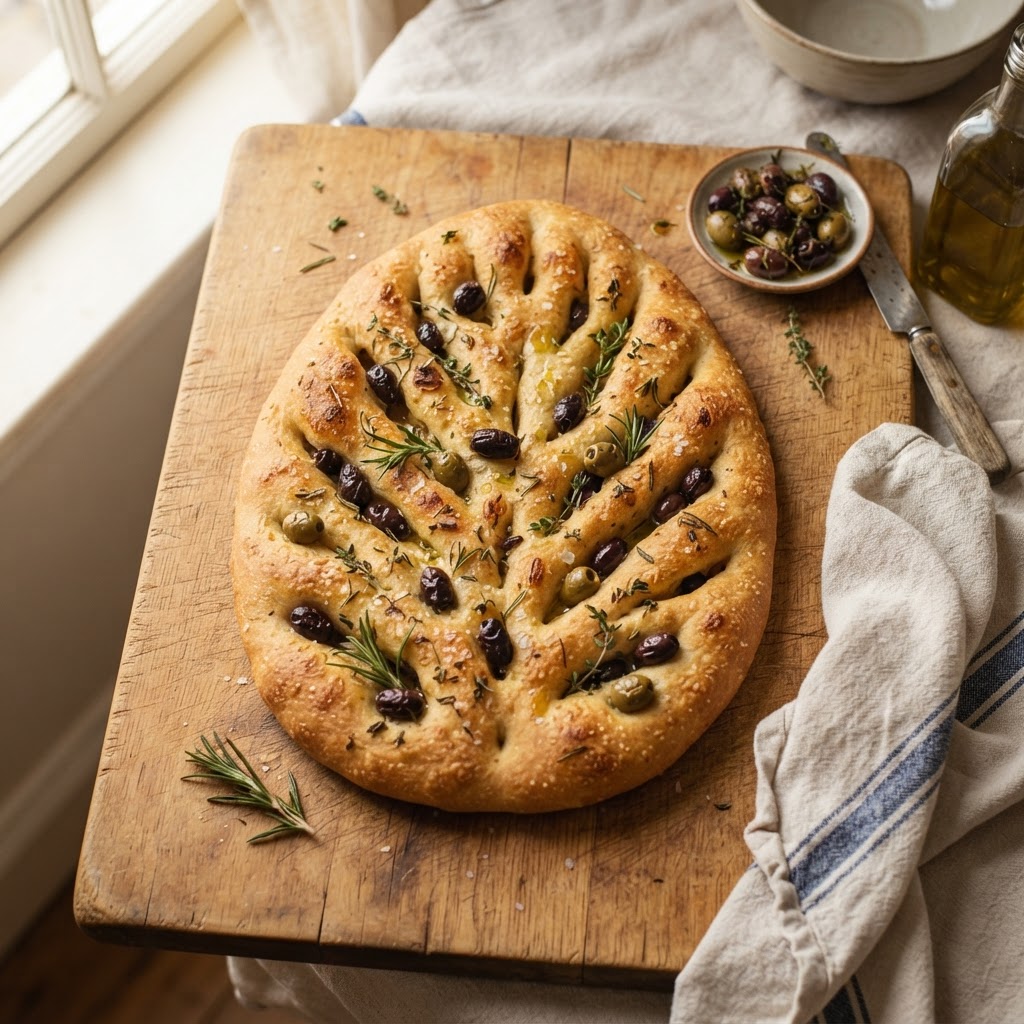 Provençal Olive & Herb Fougasse (Fougasse Provençale)