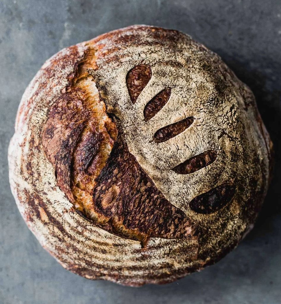 A healthy active sourdough starter and the loaf it produces