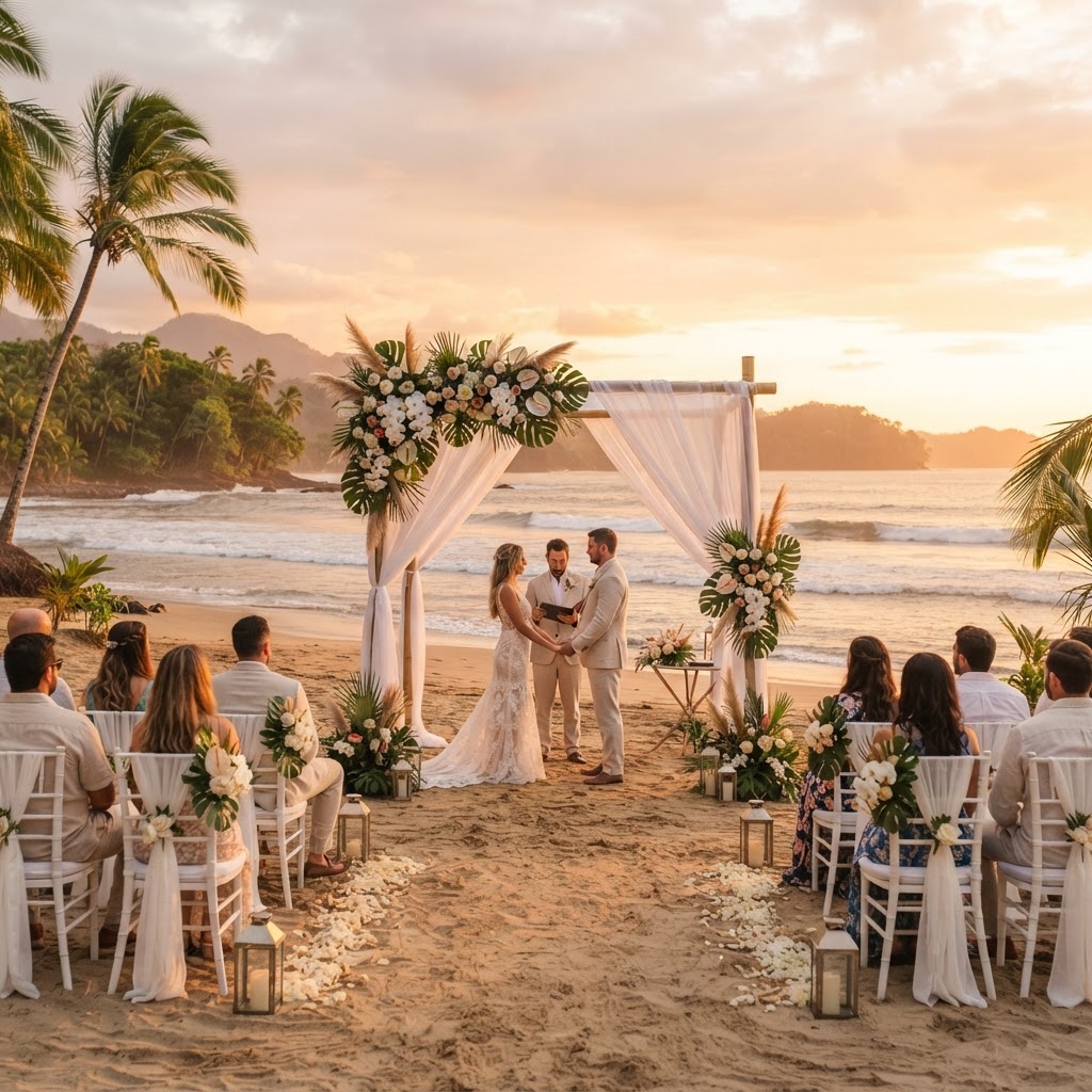 Beachfront wedding on Isla Palo Seco