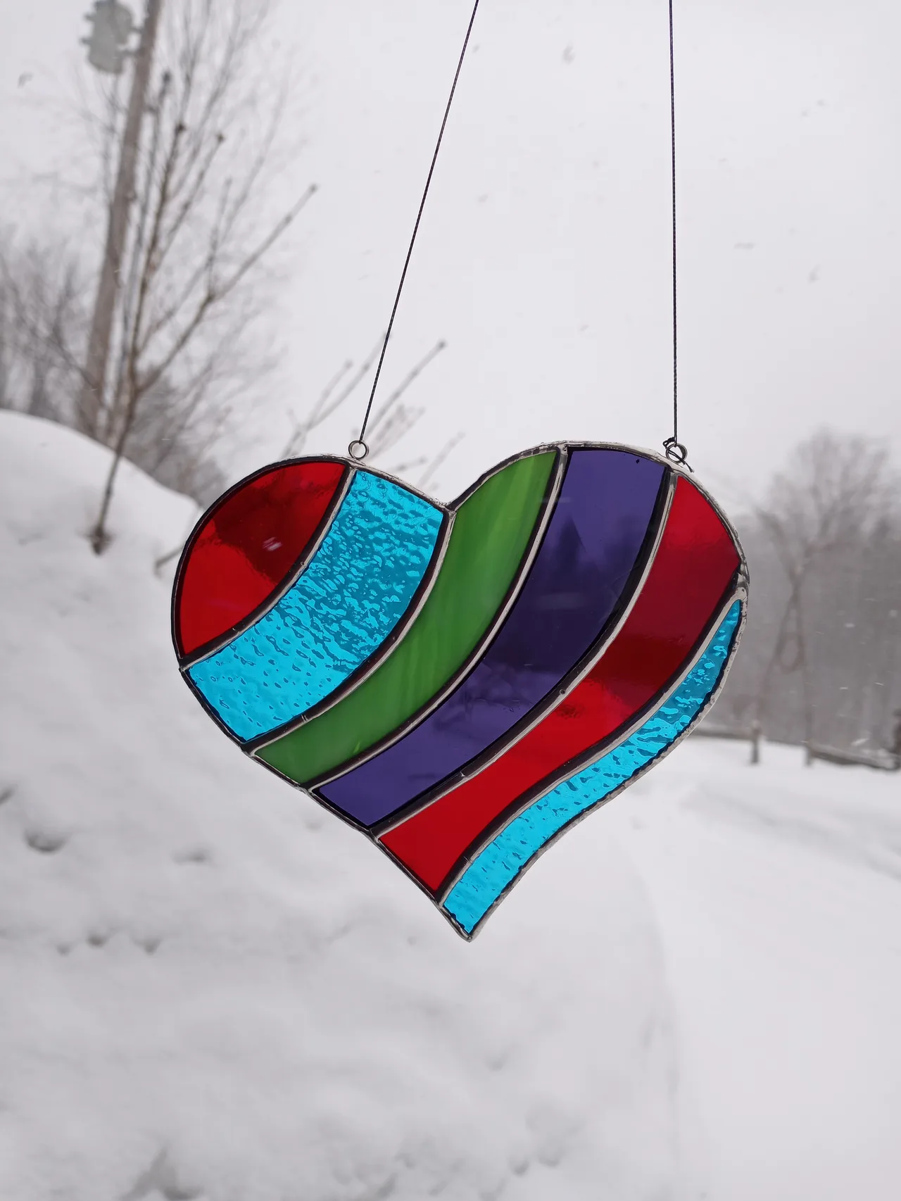 Rainbow Heart Suncatcher โ handcrafted stained glass by Phase 3 Glass Works