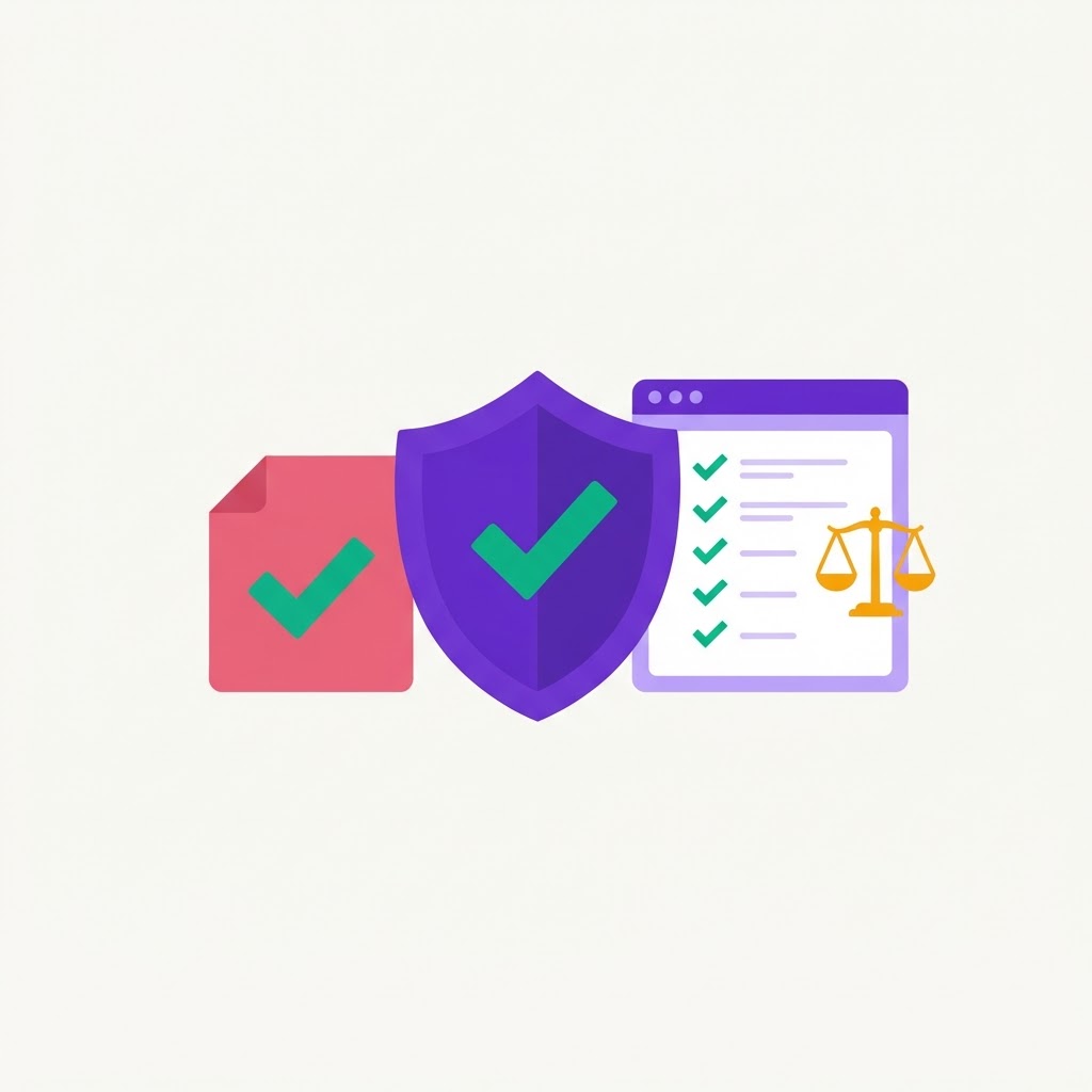 A compliance shield and checklist beside an online prize draw page