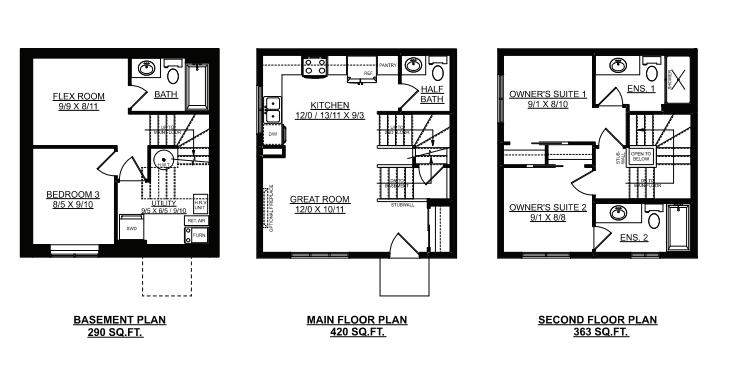 Floor Plans โ Basement, Main Floor, Second Floor