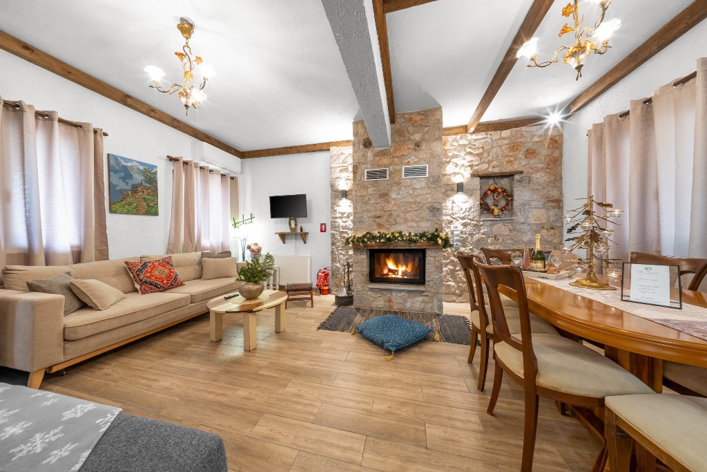 Living room with fireplace