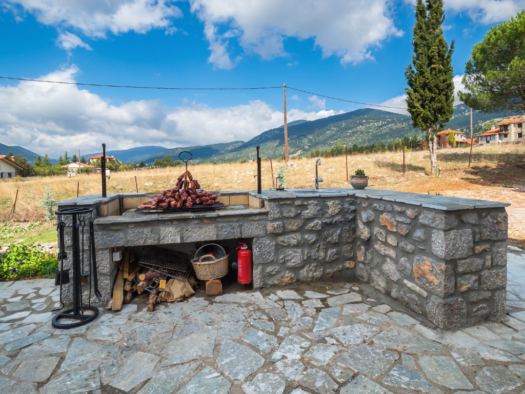 Outdoor fireplace area