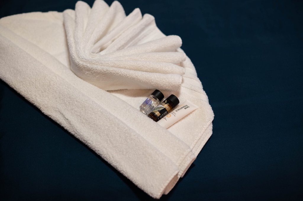 Bathrobe and welcome amenities