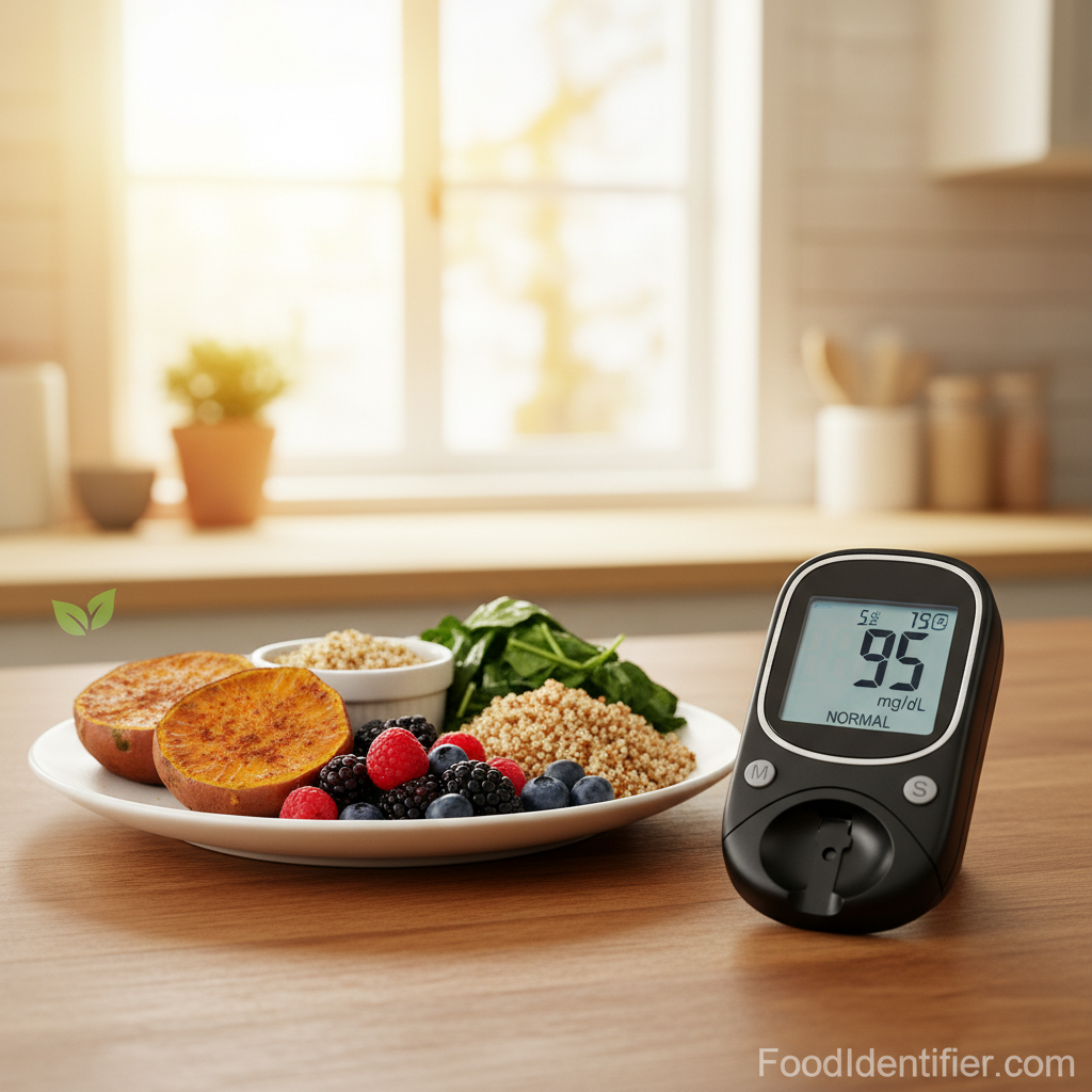 Person tracking protein intake with FoodIdentifier AI nutrition app FoodIdentifier.com