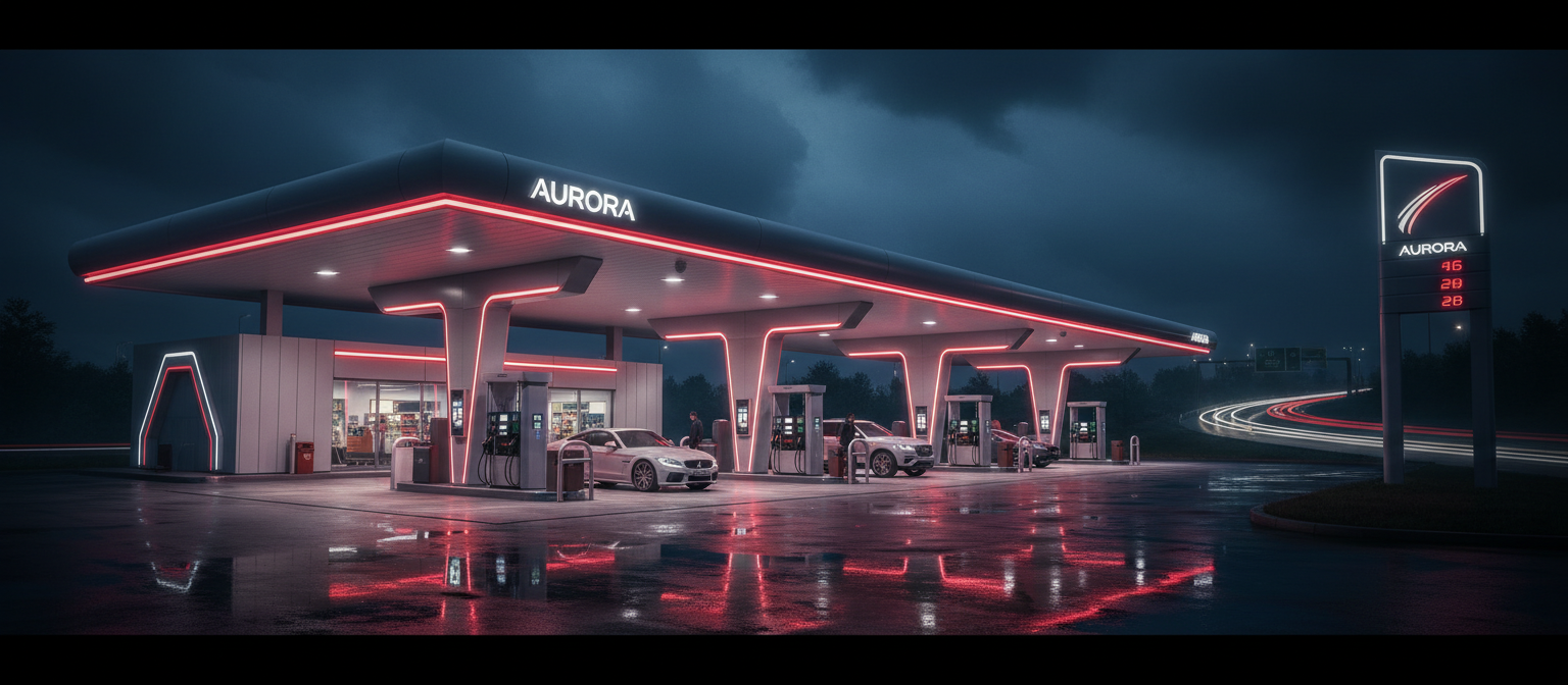 FutureFuel gas station at night