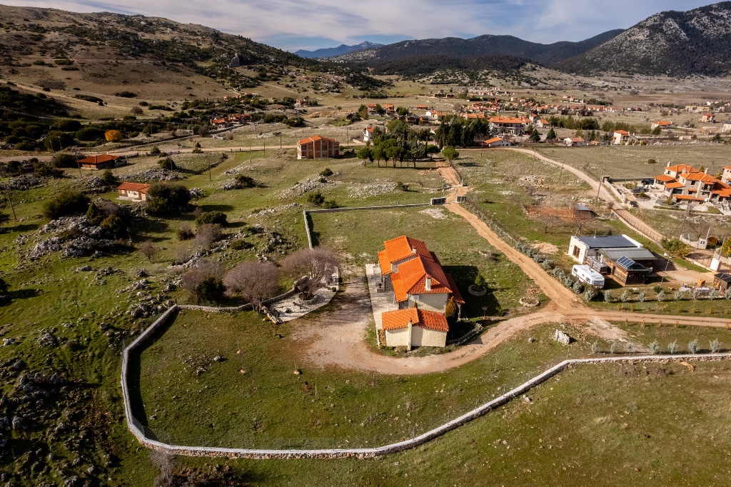 Aerial view of Chalets Renata and Livadi village near Arachova