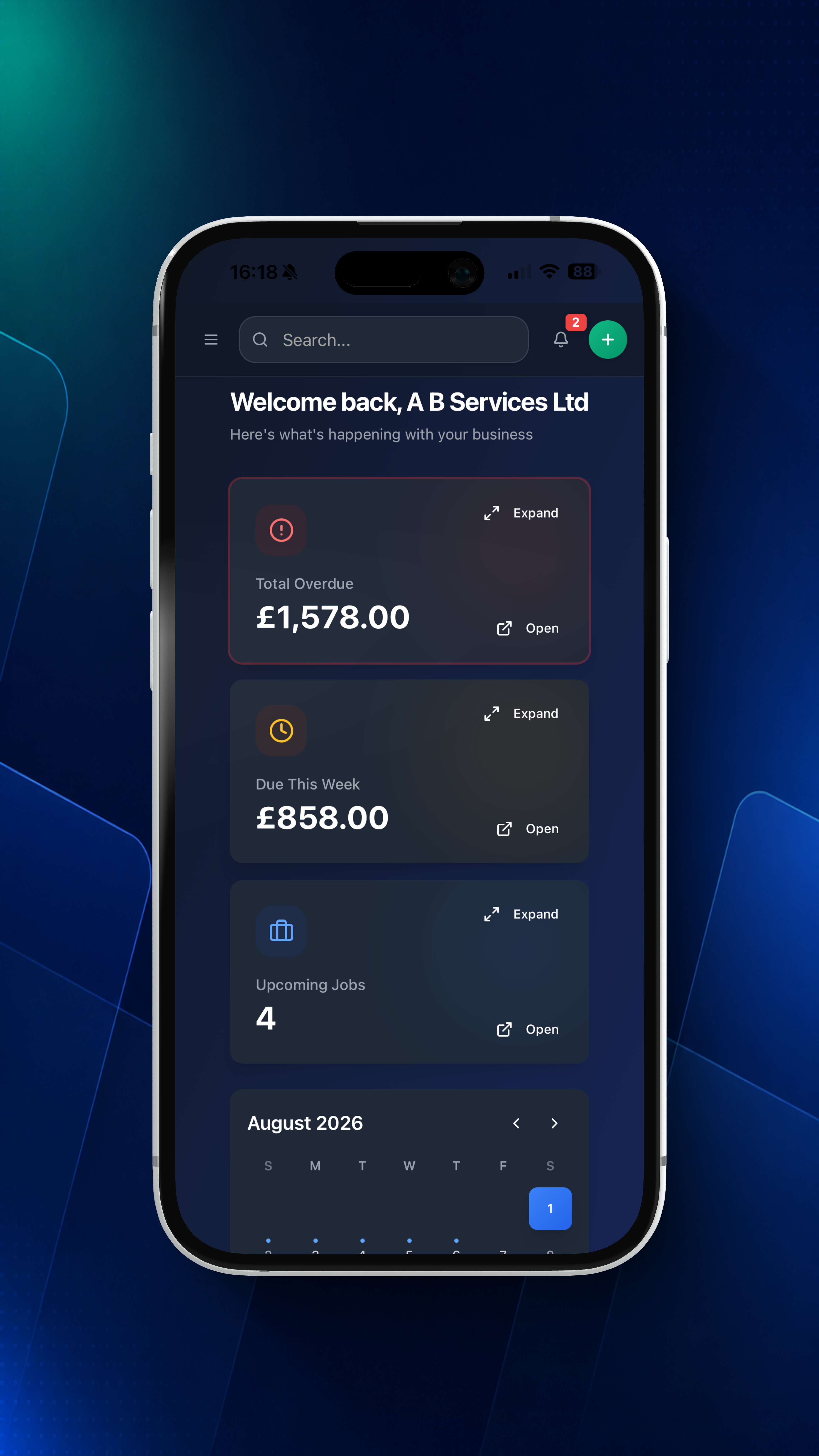 InvoiceMe Dashboard on iPhone 17 Pro Max